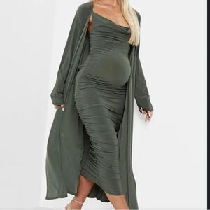 *BRAND NEW* boohoo strappy cowl neck maternity dress set with robe